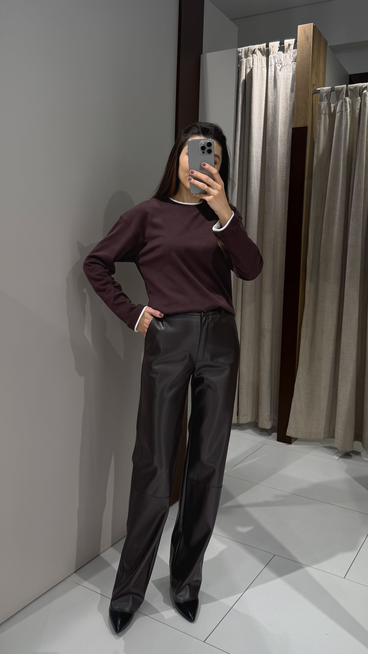 Штани прямі з екошкіри