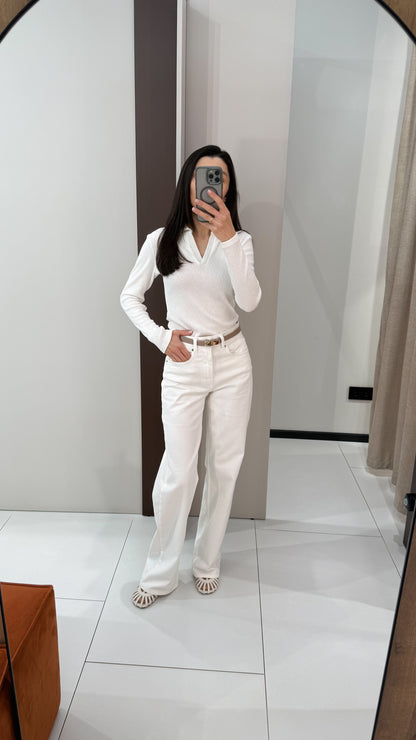 Джинси wide leg молочні