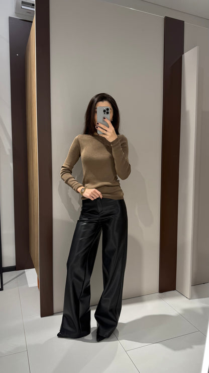 Штани палацо з екошкіри