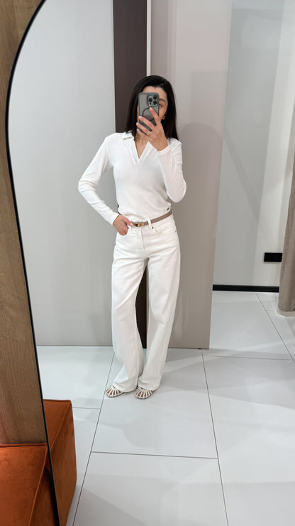 Джинси wide leg молочні