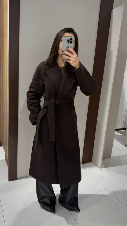 Пальто шоколадне утеплене