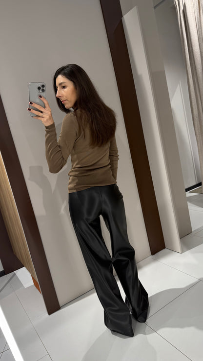 Штани палацо з екошкіри