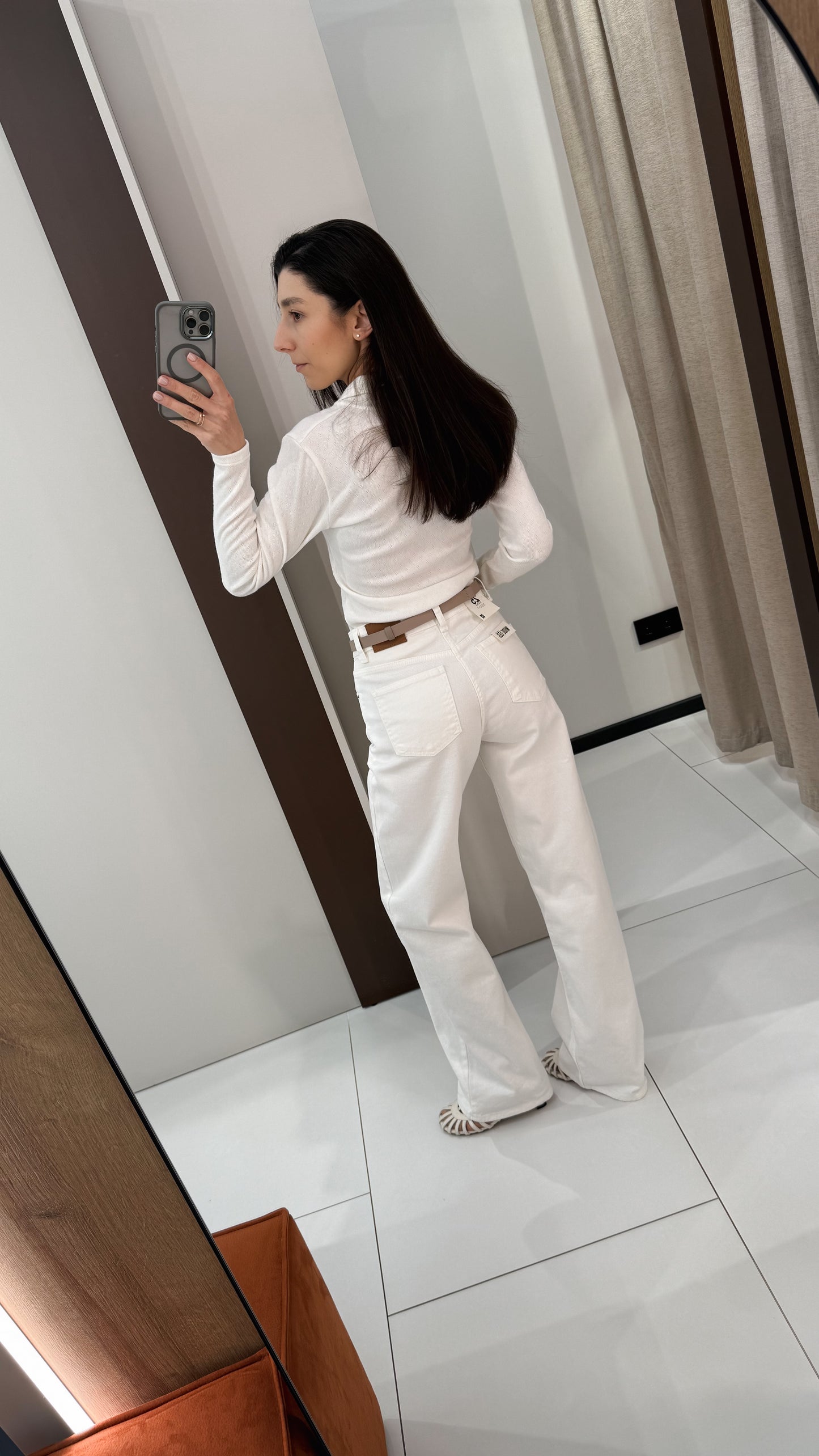 Джинси wide leg молочні
