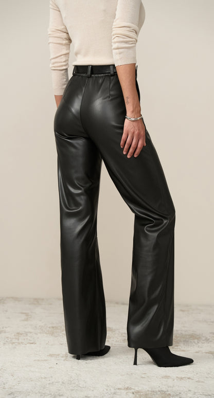 Штани прямі з екошкіри