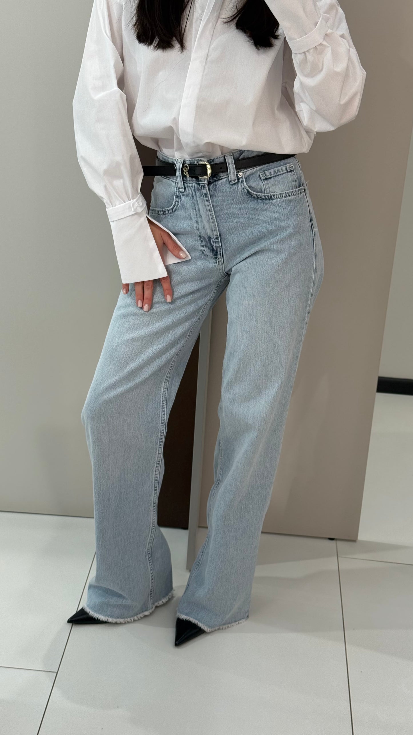 Джинси wide leg з необробленим низом