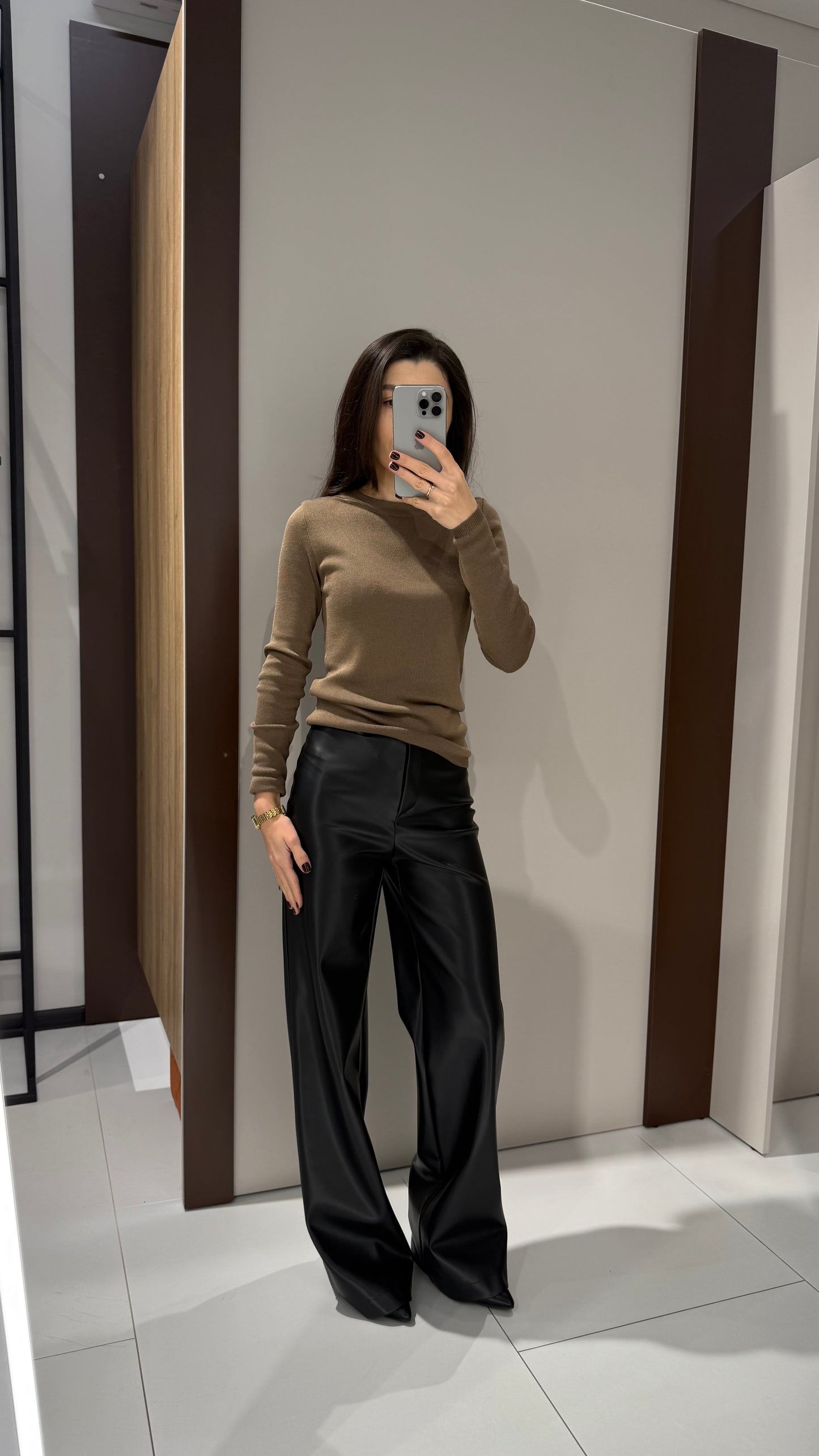 Штани палацо з екошкіри