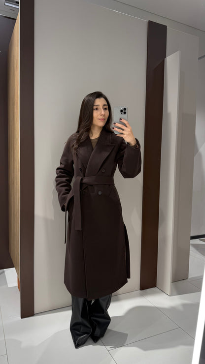 Пальто шоколадне утеплене