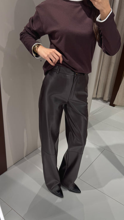 Штани прямі з екошкіри