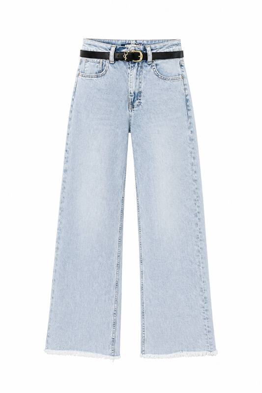 Джинси wide leg з необробленим низом