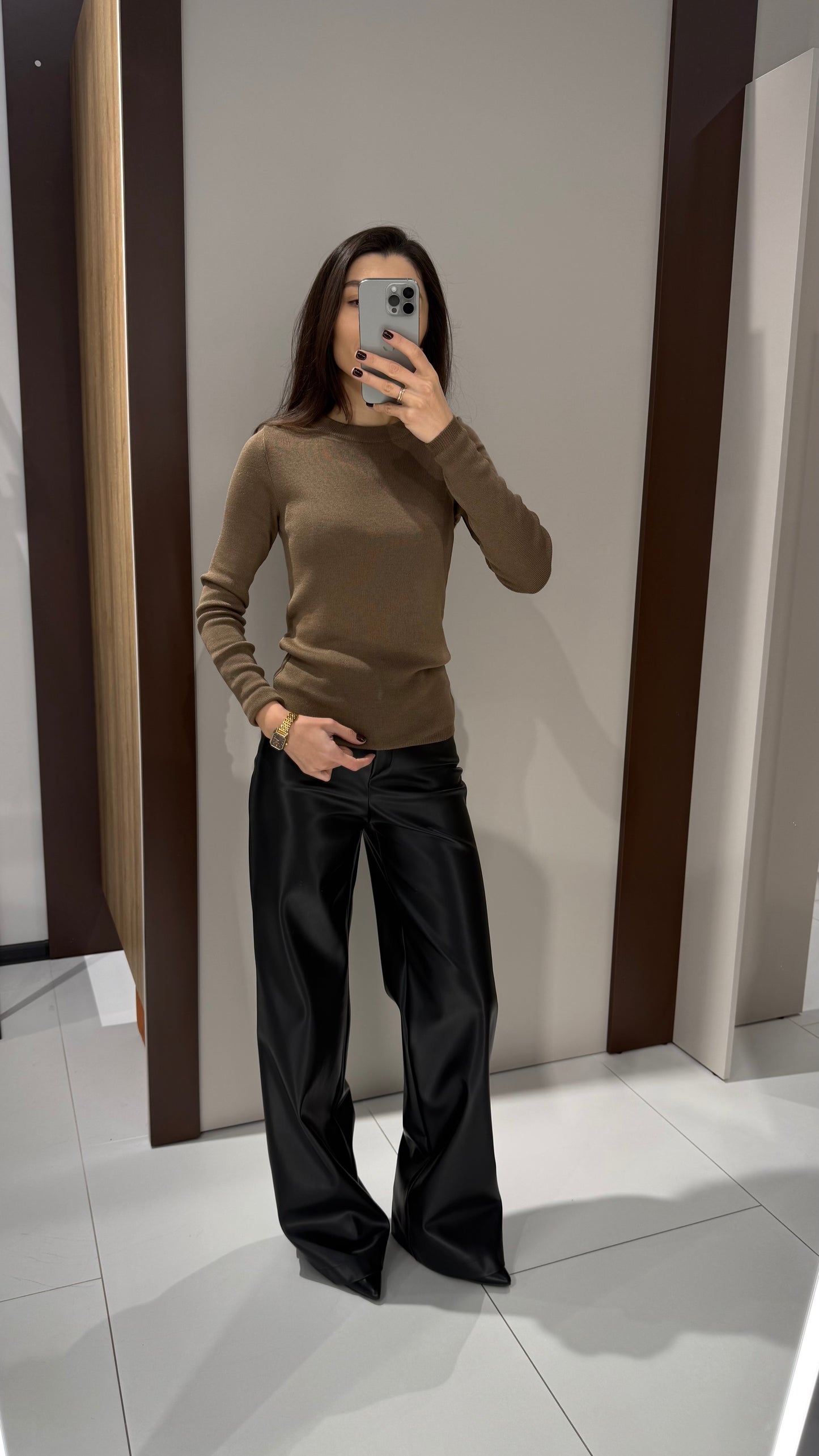 Штани палацо з екошкіри