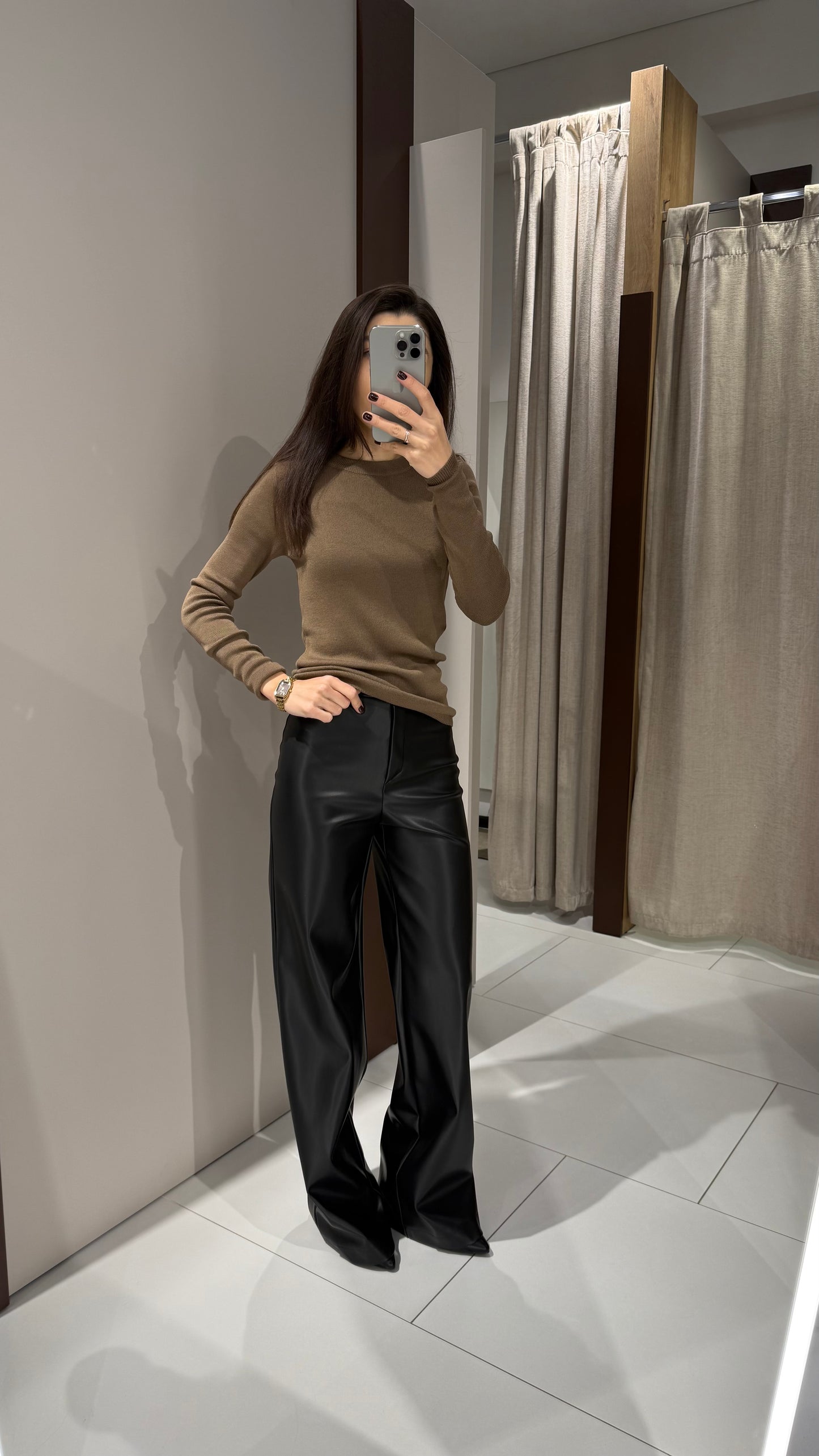 Штани палацо з екошкіри